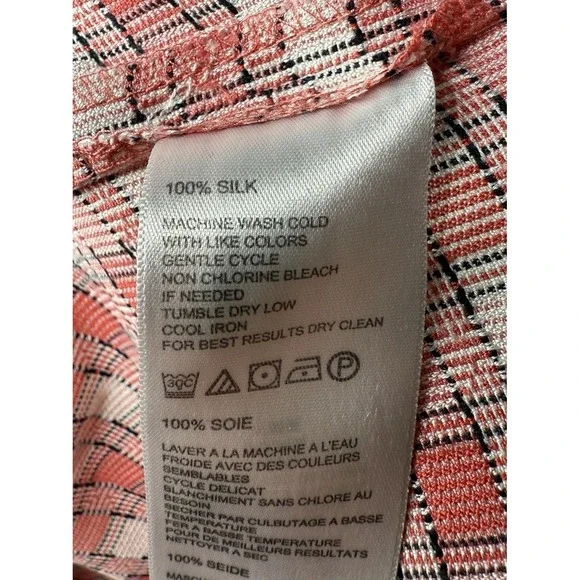 Tommy Bahama Men's XL‎ Red White Plaid Short Sleeve Button Down 100% Silk - Picture 6 of 9